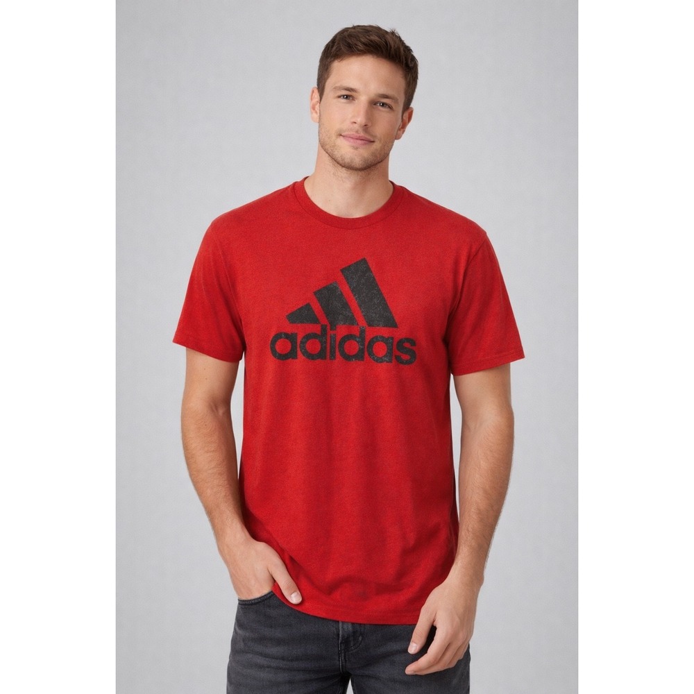 Adidas Graphic T-Shirt‎ Mens Large Red Short Sleeve Performance Logo Tee Sport